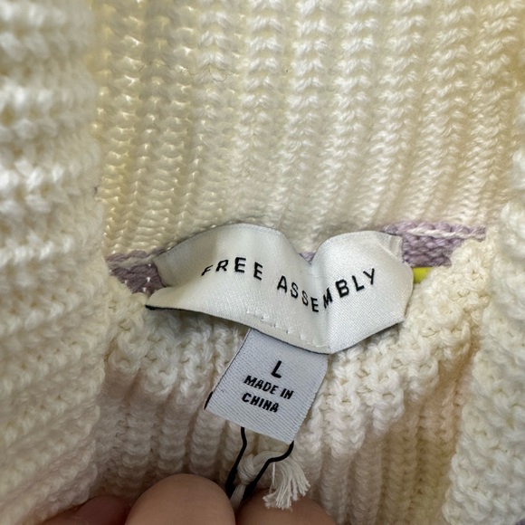 Free Assembly Fair Isle Sweater Turtleneck Mini Dress Women’s Cotton Wool Size L - Picture 2 of 11